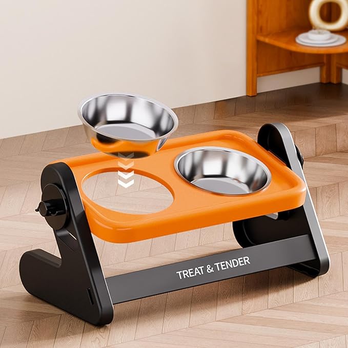 Elevated Pet Bowl Stand, Stainless Steel Food Station, Raised Cat Water Feeder, Non Slip Animal Server, Small Breed Dining Rack, Pet Supply Center