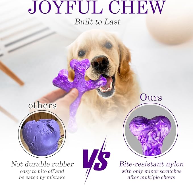 Dog Toys for Aggressive Chewers: Dog Chew Toys 6 Pack Beef Flavored Indestructible Toy, Easy to Use & Clean, Tough Nylon Chew Bone for 20-90 lbs Medium and Large Dogs