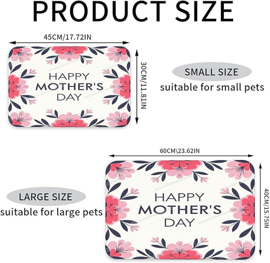 Dog Food Mats for Floors Happy Mother's Day Floral Gift for Mom Jg Absorbent Pet Cat Food Mat Quick Dry Dog Bowl Mats Water Pet Supplies 18X12In