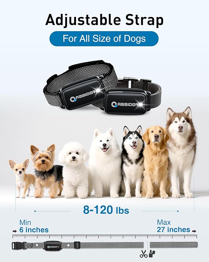 ABBIDOT Dog Shock Collar, 3300 FT Dog Training Collar with Remote, IPX7 Waterproof with 4 Training Modes, Rechargeable E-Collar for Small Medium Large Dogs (15-120 lbs) (Pure Black, 2 Collars)