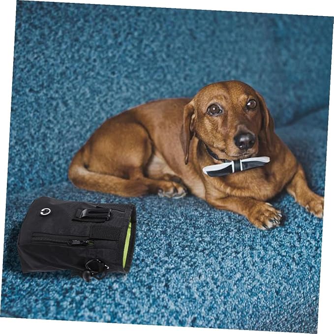 Kichvoe Dog Treat Pouch Portable Training Treat Holder with Waist Belt Black 13x6x18cm Outdoor Snack Bag for Pet Dog Supplies
