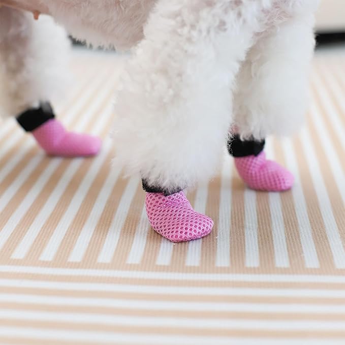 Cat Boots,Dog Boot for Injured Paw,Breathable Mesh Cat Claw Protectors Anti Scratch for Cutting Nails_L(Pink)