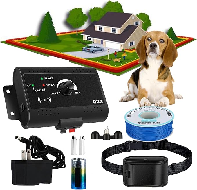 Wireless Electric Dog Fence System,In-ground/Aboveground Pet Boundary Containment System,Covers up to 1/2 Acre(650 Ft Wire,Waterproof & Rechargeable Collar,Shock/Tone Correction,for 1 2 3 Dogs),A,for1