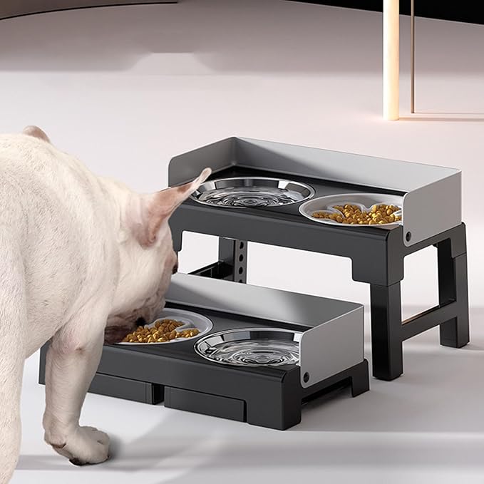 Dog Feeder Food Water Bowl Double Bowl Height Adjustable Large Capacity 2 in 1 Pet Feeding Supplies Slow Feeder Bowls Puppy