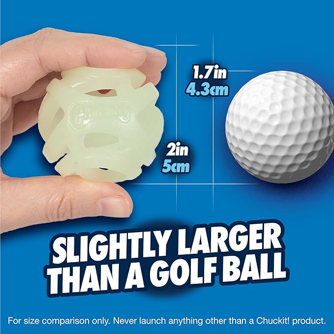 Chuckit! Air Glow Fetch Ball Dog Toy, Small (2 Inch) Pack of 2, for Breeds 0-20 lbs