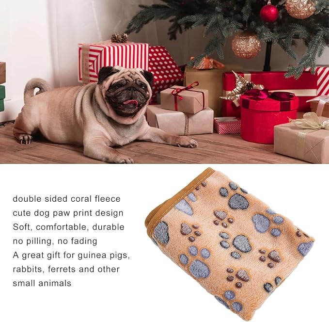 3Pcs Dog Paw Print Fleece Blanket, Pet Warm Sleep Mat, Coral Fleece Soft Dog Blanket with Cute Paw Design, Bite Resistant Pet Supplies for Dogs Cats Small Animals (L)