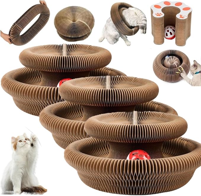 3PCS Kitty Curls Cat Toy,Magic Organ Cat Toy,Cat Scratcher for Grinding Claw Cardboard Cat Toys,Interactive Scratch Pad with Toy Ball
