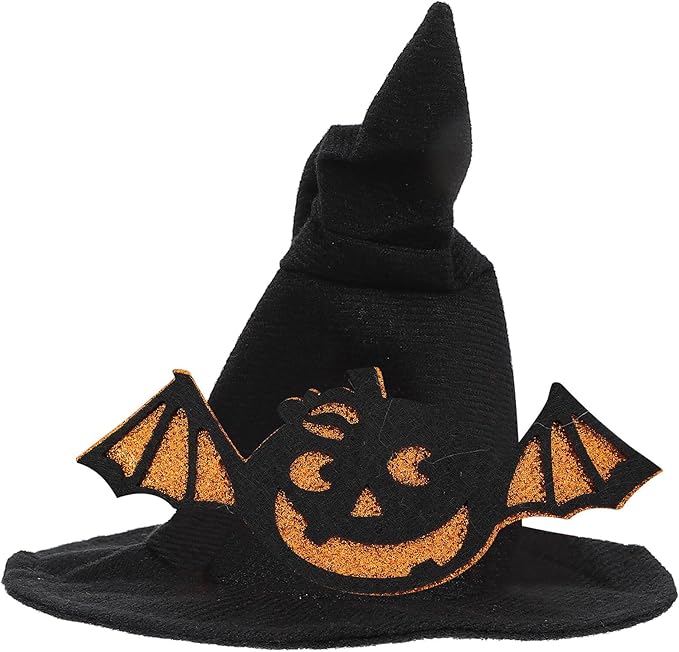 Halloween Pet Hat Black Ghost Bat Design Pet Decor Accessory Small Size for Holiday Costume and Party Supplies