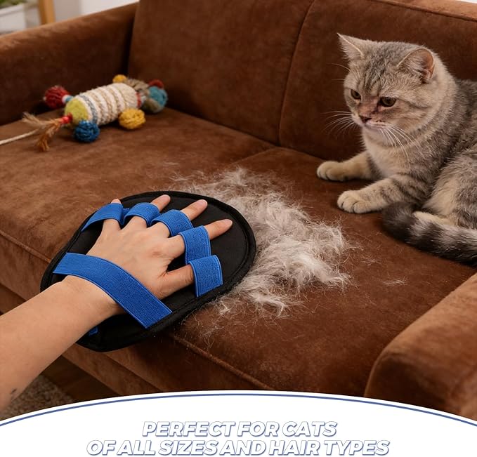 Pet Hair Remover Gloves: Electrostatic Static Pet Grooming Gloves for Car Sofa Rug - ABS Hair Remover for Indoor Cats & Dogs Deshedding Cleaning