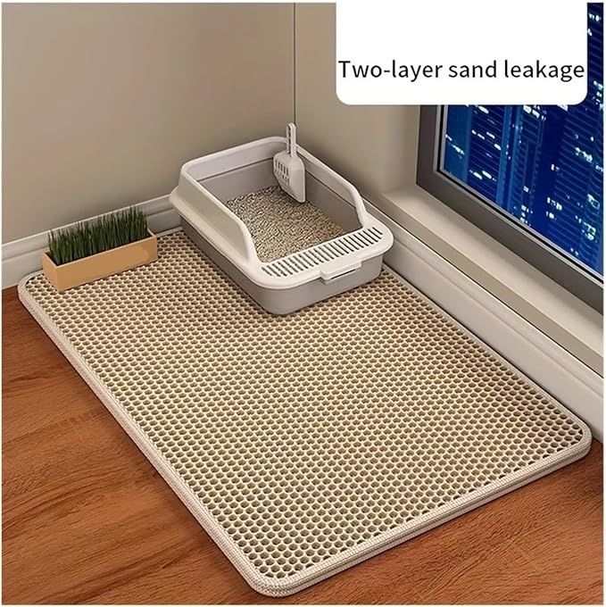 1Pc Large Size Cat Litter Honeycomb Double Layer Design,Urine Waterproof,Easy Cleaning,Scatter Control,Stay Clean(Pink,L-60X90cm)