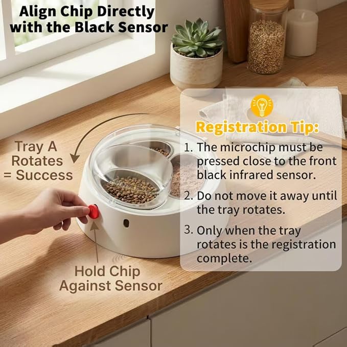 Anifam Microchip RFID Cat Feeder, Automatic Pet Feeder for Multi-Pet Homes, Dog Proof Cat Feeding Station with Stainless Steel Bowls for Small Dogs, Stops Food Stealing & Special Diets