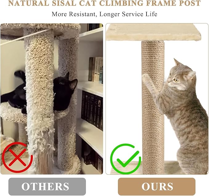 4 Pcs Cat Scratching Post Replacement, Natural Jute Pole Cat Tree Replacement Parts, Cat Scratch Pole with 8 M8 Screws and 1 Wrench for Indoor Kittens Tower (11.8 x 3.3 in)