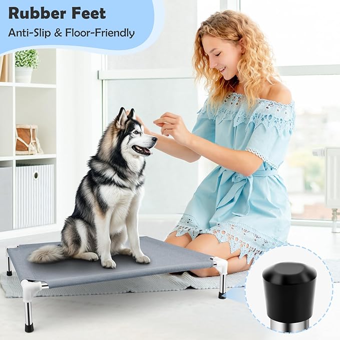 Outdoor Elevated Dog Bed, Dog Cots Beds for Large Dogs, Portable Cooling Raised Dog Beds for Large Dogs for Indoors, Outdoors, Beach