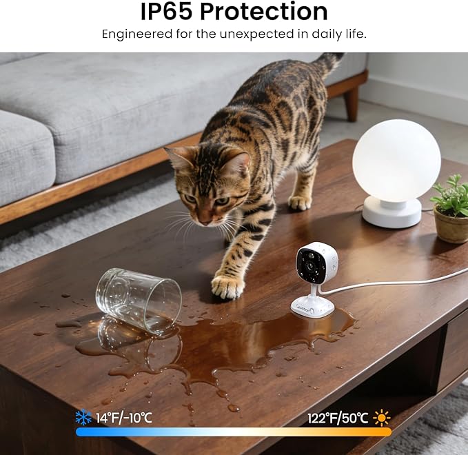 2K Cameras for Home Security-Outdoor/Indoor Camera for Dog/Cat/Pet/Nanny/Baby/Elderly, Color Night Vision, White Light, Siren, 24/7 SD Recordings, Works with Alexa, Plug in (C1-White-4pack-2.4G)