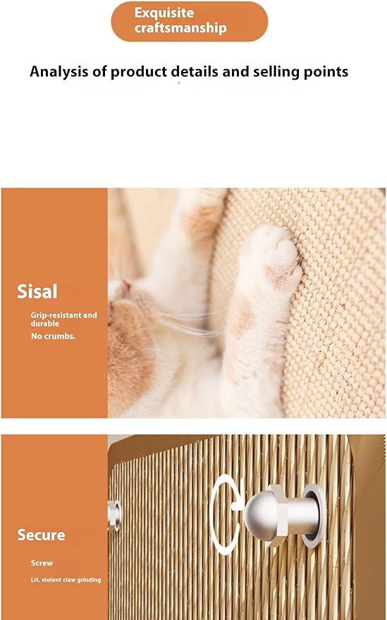 Interactive Cat Scratching Toy - Natural Sisal Activity Mat for Kittens, Engaging Claw Exercise Play Pad, Entertaining Scratch Training Board for Indoor Cats