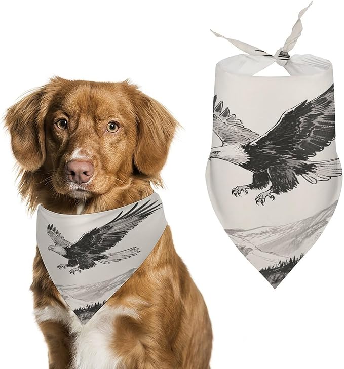 Dog Bandana Spring Pet Scarf Adjustable Triangle Soaring Eagle Printing Dog Bib Washable Polyester Puppy Bandana for Small Medium Large Dogs Cat Birthday Party Supplies