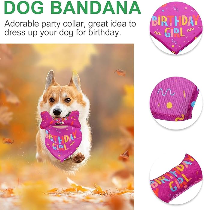 VOSAREA Pet Birthday Bandana and Dog Neckerchief 2pcs Set with Red Saliva Towel and Simulation Bone Design, Cotton Triangle Scarf for Puppy Party Supplies and Holiday Costume