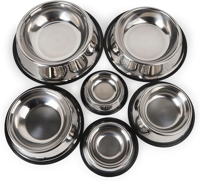 Paw Stainless Steel Pet Dog Bowl Feeder Skidproof Anti-ant Shape Cat Dog Bowls Food Accessories Pet Supplies 6 Sizes(18CM Diameter)