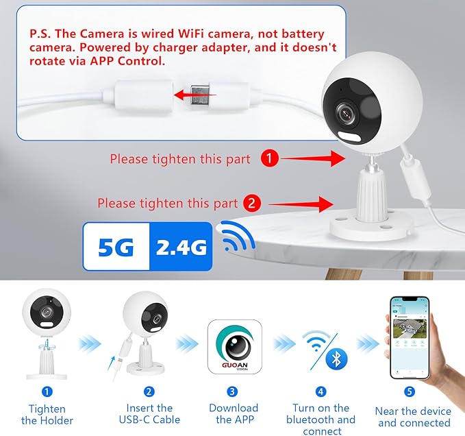 5G Cameras for Home Security Indoor/Outdoor Camera for Dog/Cat/Pet/Nanny/Baby, Baby Monitors with Phone App, IP66 Waterproof, Color Night Vision, White Light, Bell Siren, 24/7 SD Recordings- 2 Pack