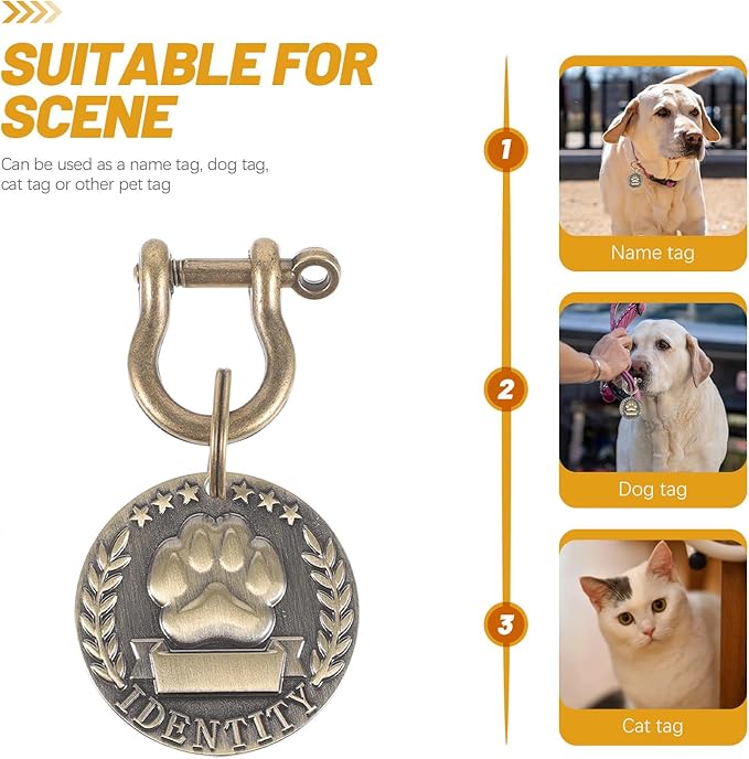 Pet Id Tag Round Metal Engraved Pendant Back Engraving Sturdy Cat and Dog Name Tag for Collar Use in Pet Supplies