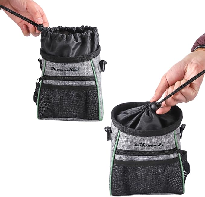 Peiiwdc Dogs Treat Pouches for Walking with PoopBagHolder Dog Training Waist Bag Pet Treat Outdoor Pet Supplies Dog Training