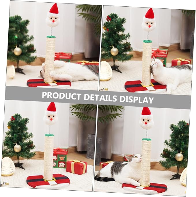 DOITOOL Christmas Cat Scratching Post with Sisal Rope, Vertical Kitten Scratcher for Indoor Cats, Pet Climbing Pole and Play for Daily Use