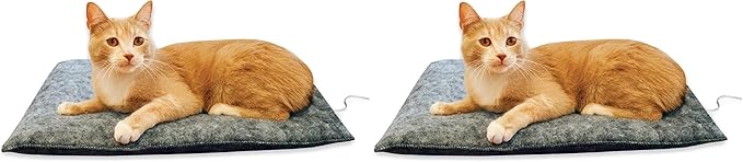 K&H Pet Products Heated Amazin' Kitty Pad, Cat Bed Traps Hair and Dander, Gray 15 X 20 Inches (Pack of 2)