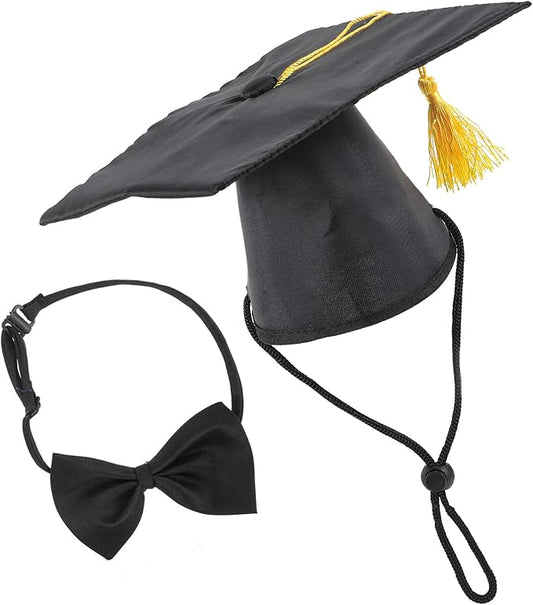 SUPVOX Graduation Themed Dog Necktie and Puppy Doctoral Hat Set Decorative Pet Supply for Dog Party and Celebration Accessories