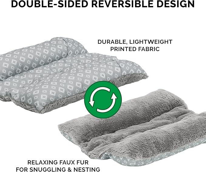 Furhaven Cat Bed for Indoor Cats, Washable w/ Removable Bolsters, For Pets Up to 18 lbs - Plush & Diamond Print Cuddle Loaf Mat - Gray, Large