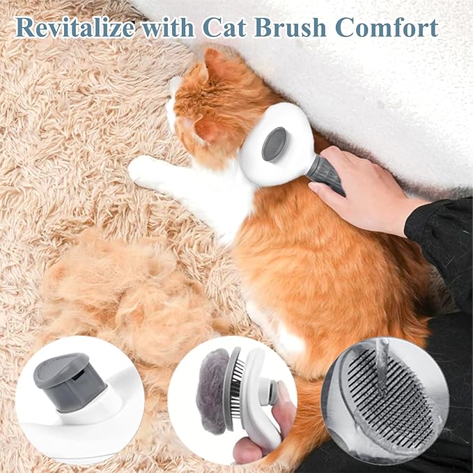 4-Piece Cat Grooming Set: Self-Cleaning Slicker Brush, Brush Glove, and 2 Wall Scratchers for Shedding, Detangling, and Relaxing Care for Cats with All Fur Types.