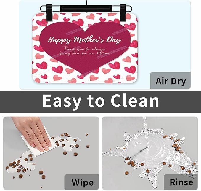 Pet Feeding Mat Happy Mother's Day Floral Gift Mom Jy Absorbent Pet Placemat for Food Water Bowl with Waterproof Rubber Backing 18X12In Quick Dry Water Dispenser Mat for Dog Cat