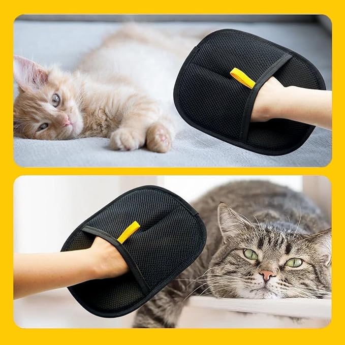 Pet Hair Remover Glove, Double Sided Pet Grooming Gloves for Dogs, Cat Grooming Gloves, Reusable Pet Hair Remover Glove, for Dogs & Cats