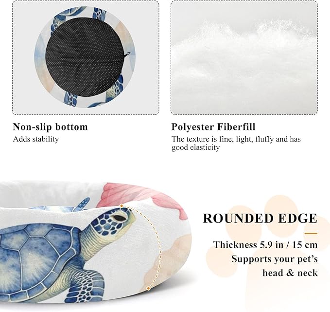 Pet Cat Beds Relieve Stress fluffier Dog Pillow Bed for Medium Size Pets Supplies Turtle Ocean Print