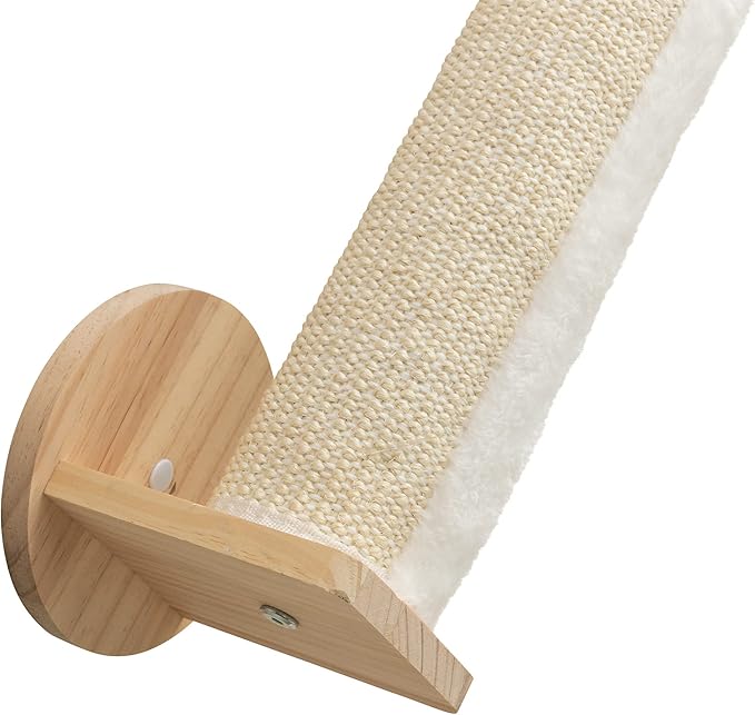 Trixie Cat Wall Furniture Set 4 - Cat Wall Scratcher, Climbing Shelves - 2 Sisal Rope Scratching Posts - Elevated Shelf - Natural/White