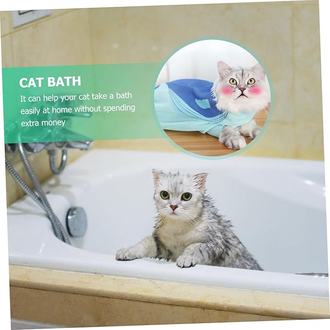 Cat Grooming Bag Multi-Functional Cat Bathing Net for Nail Trimming Ear Cleaning Nail Care Breathable Durable Material Drawstring Design Essential Pet Supply Random Style
