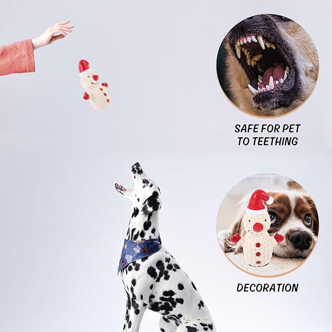 Christmas Latex Dog Squeaky Interactive Chew Snowman Shape White Soft Plaything for Puppies and Dogs Holiday Pet Supplies