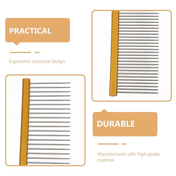 NUOBESTY Pet Comb Dematting Grooming Comb Lightweight Aluminum Small Size for Dog and Cat Hair Care with Tangle Removal Function