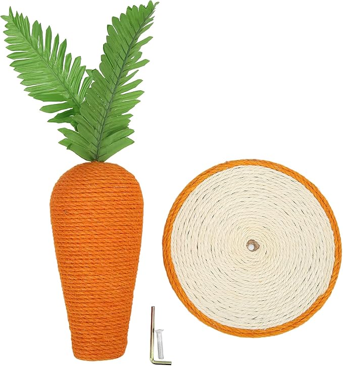 Cat Scratching Post, 9.8x9.8in Cute Carrot Scratching Post Cat Scratcher for Indoor Cats Kittens, Carrot Sisal Vertical Carrot Cat Climbing Frame for Indoor Cats Kitty Training