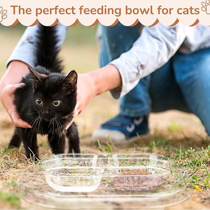 24 Pcs Disposable Pet Bowls Anti Ant Cat Dog Food Bowls Large Cat Wet Food Dishes Plastic Double Dish Water No Spill Non Tip Non Slip for Outdoor Pets Small Medium Size Dogs