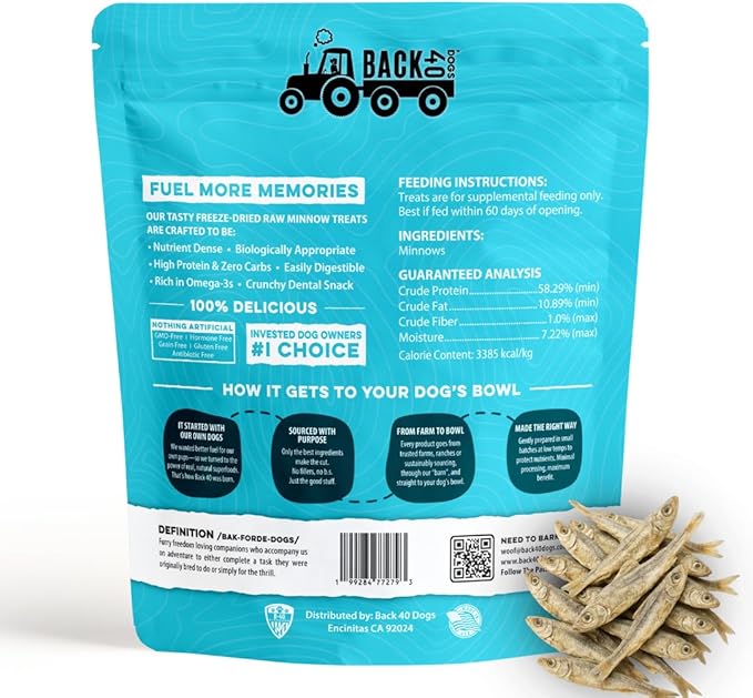 Premium Freeze Dried Minnows for Dogs & Cats - Single Ingredient Raw Dog Training Treats & Dog Food Topper - Made in USA - Gluten Free, Grain Free, High Protein, Rich in Omega-3s - (1.5oz)