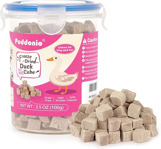 Freeze Dried Dog & Cat Treats – Single Ingredient Duck Breast, High Protein Training Treats & Food Topper, 3.5 oz