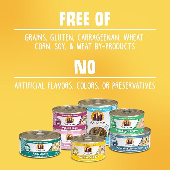 Huge Variety Pack for Weruva-Classic Cat Food - All 12 Flavors: Paw Lickin' Chicken, Grandma's Soup, Green Eggs & Chicken, Funky Chunky, Mack & Jack & More! (3oz Each, 12 cans Total)