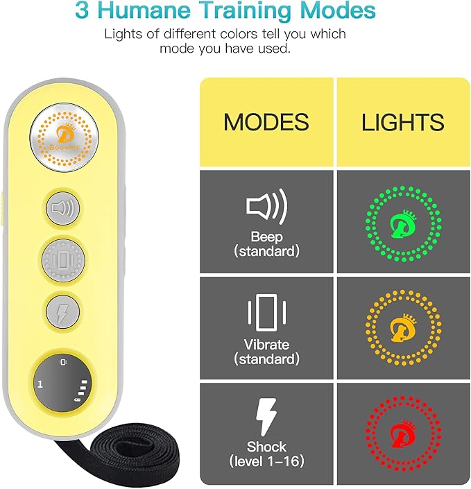 Bousnic Dog Shock Collar with Remote - for Dog 10-120lbs 1000ft Waterproof Rechargeable e Dog Training Collar for Small Medium Large Breed Dog with Beep/Vibrate/Safe Shock & Indicator Light