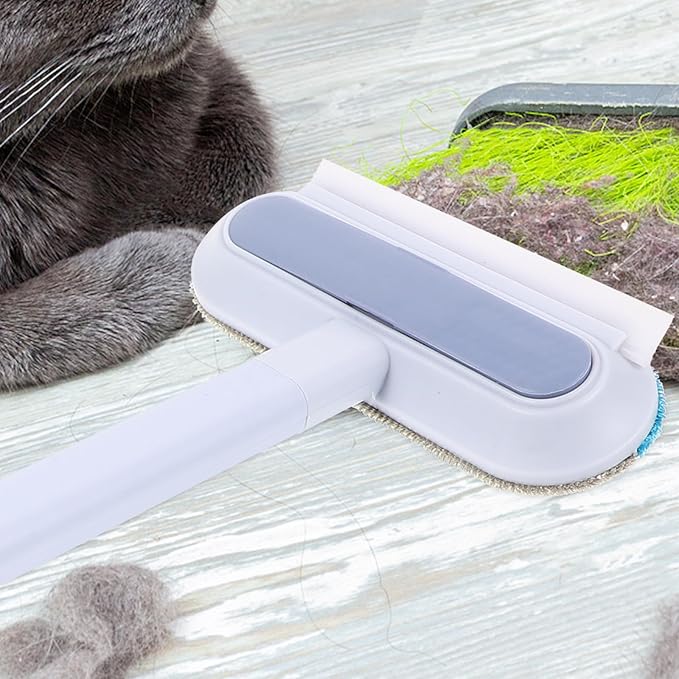 Pet Hair Remover Brush for Dog and Cat, Portable Lint Remover for Carpet and Furniture, High-Efficiency Sticky Hair Cleaner in Ash Blue for Pet Grooming and Household Use