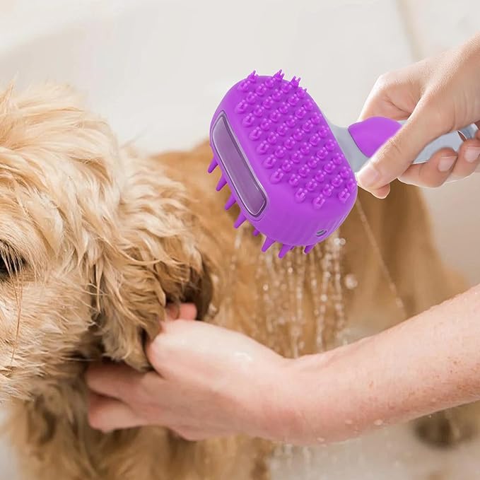 Cat Brush, Pet Grooming Brush Double-Sided, Knot Proof Deep-Cleaning Massager, Gentle Hair Care with Steam, Ergonomic Handle, Shedding Removal Bathing Kitten Dog Supplies