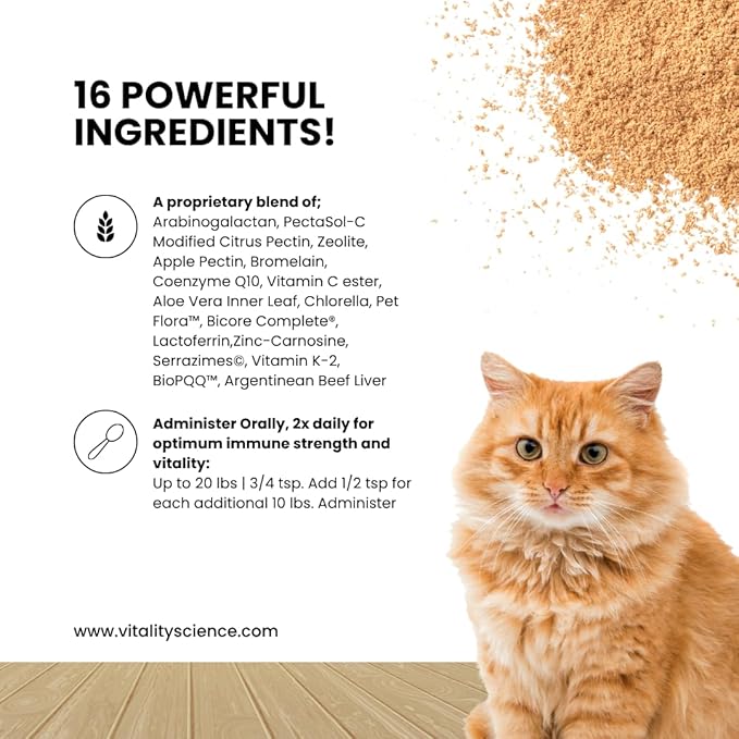 Vitality Science Celloquent for Cats | Enhanced Immune Support Formula | Maintains Proper Gut pH | Boosts Organ Function | Aids Cleansing and Healthy Inflammatory Response