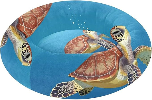 Pet Dog Bed Warm & Cozy fluffier Calming Bed for Extra Small Size Pets Supplies Sea Turtle Underwater