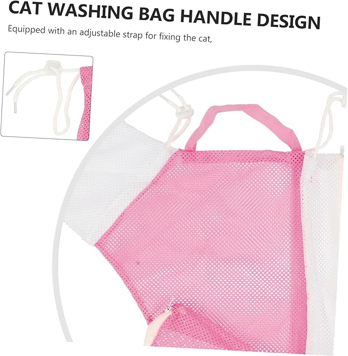 balacoo Cat Washing Mesh Bag Adjustable Cat Grooming Bathing Pouch for Easy Pet Bathing Lightweight Portable Design for Convenient Travel