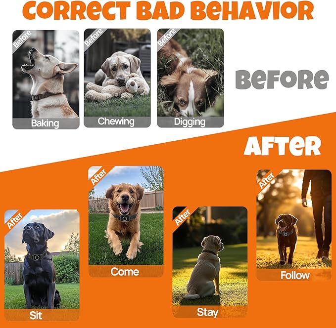 Wireless Dog Fence System: Electric Fence for Dogs 4-in-1 Dog Training Collar with Remote, Bark Control, Status Monitor Waterproof Electric Fence for Medium Large Dogs Outdoor Use