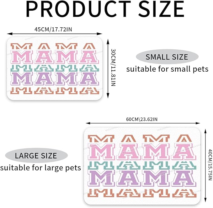 Dog Food Mat Dog Mat for Food and Water 18X12In Happy Mother's Day Floral Gift for Mom Hz No Stains Cat Pet Feeding Mats Water Bowl Messy Drinkers